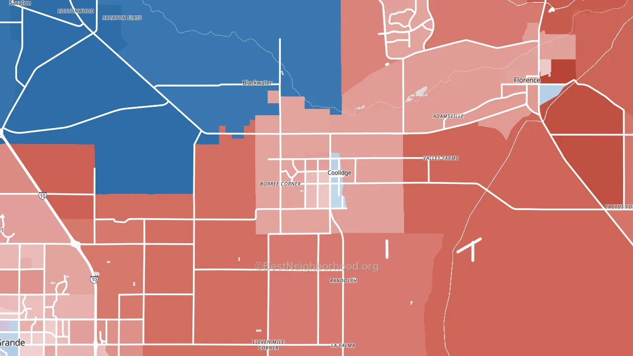 Coolidge, AZ block-group political-lean map