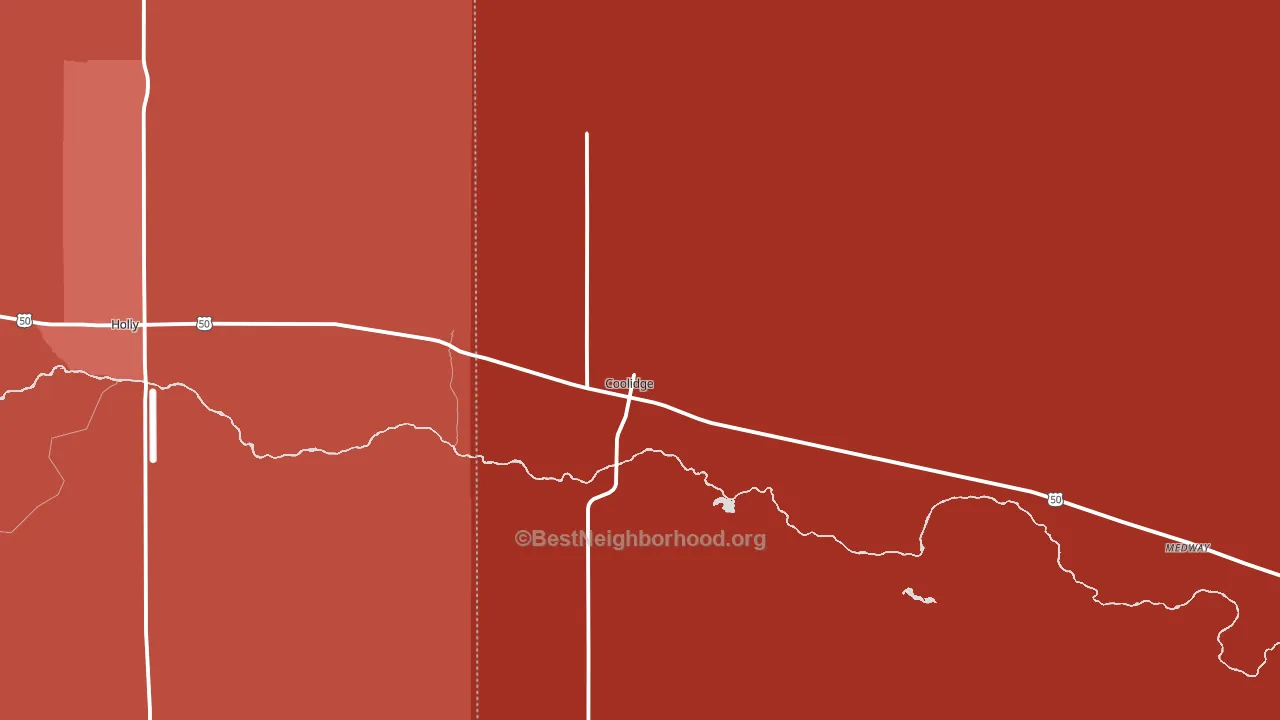 Coolidge, KS block-group political-lean map