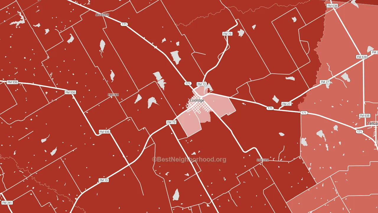 Coolidge, TX block-group political-lean map