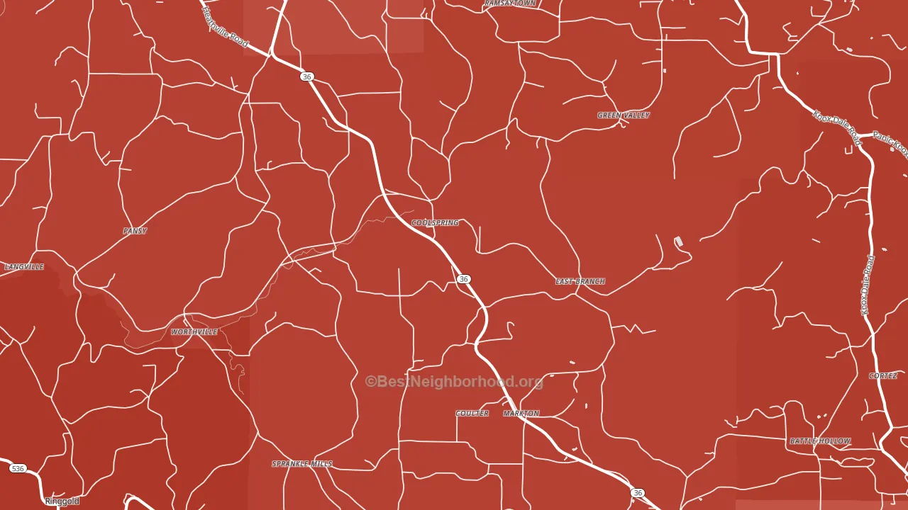 Coolspring, PA block-group political-lean map