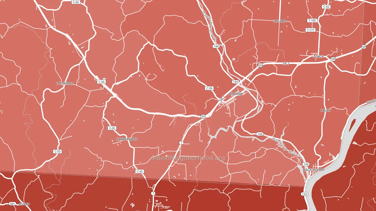 Coolville, OH block-group political-lean map