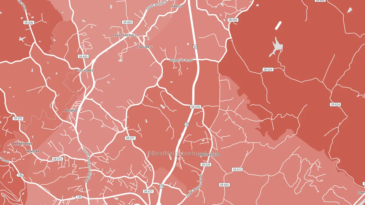 Coolwell, VA block-group political-lean map