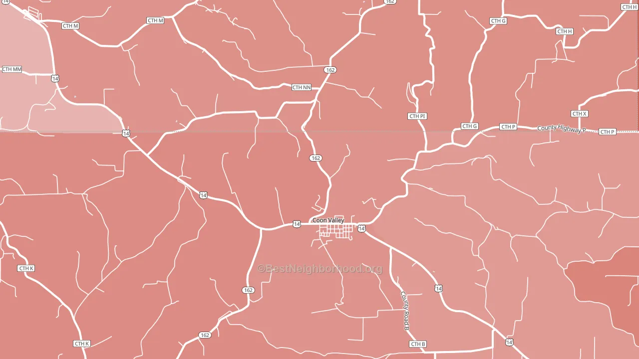 Coon Valley, WI block-group political-lean map