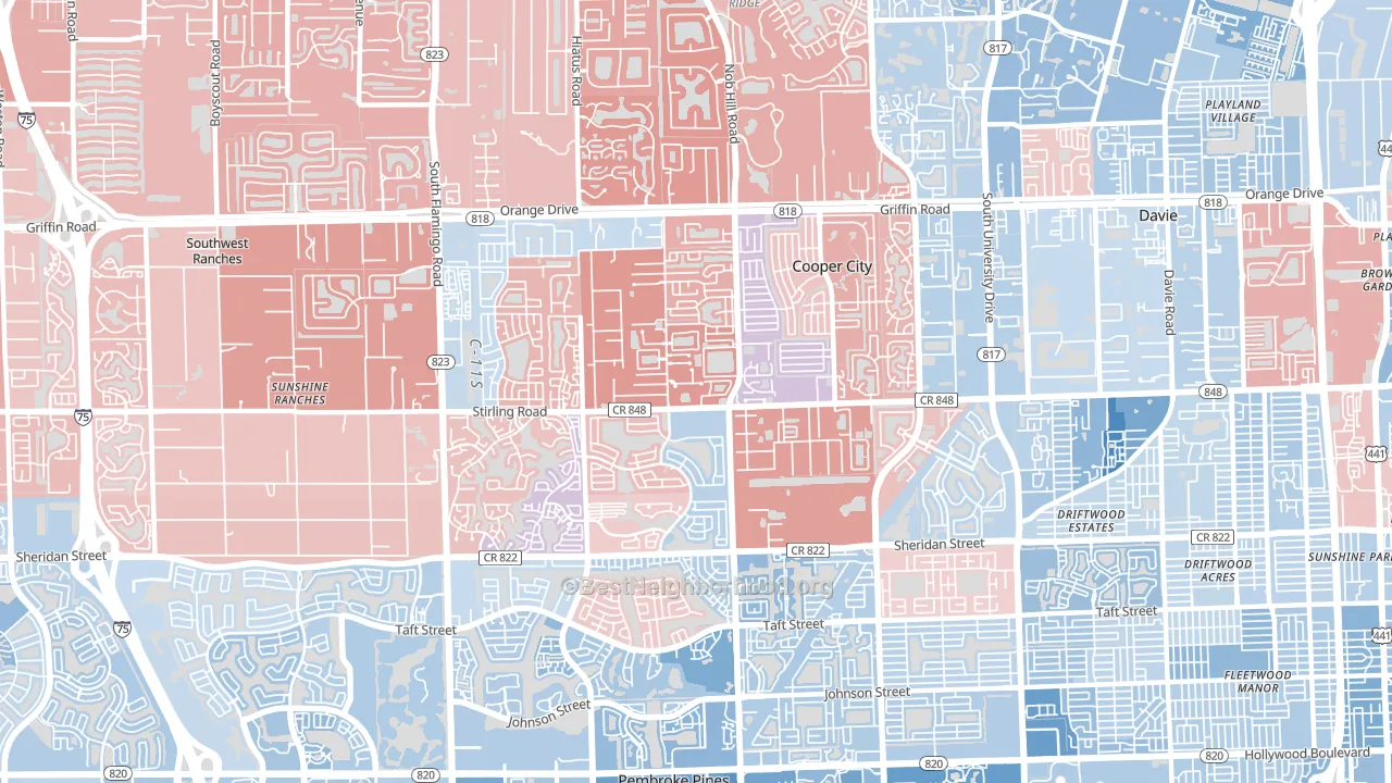 Cooper City, FL block-group political-lean map