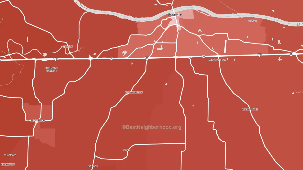 Cooper County, MO block-group political-lean map