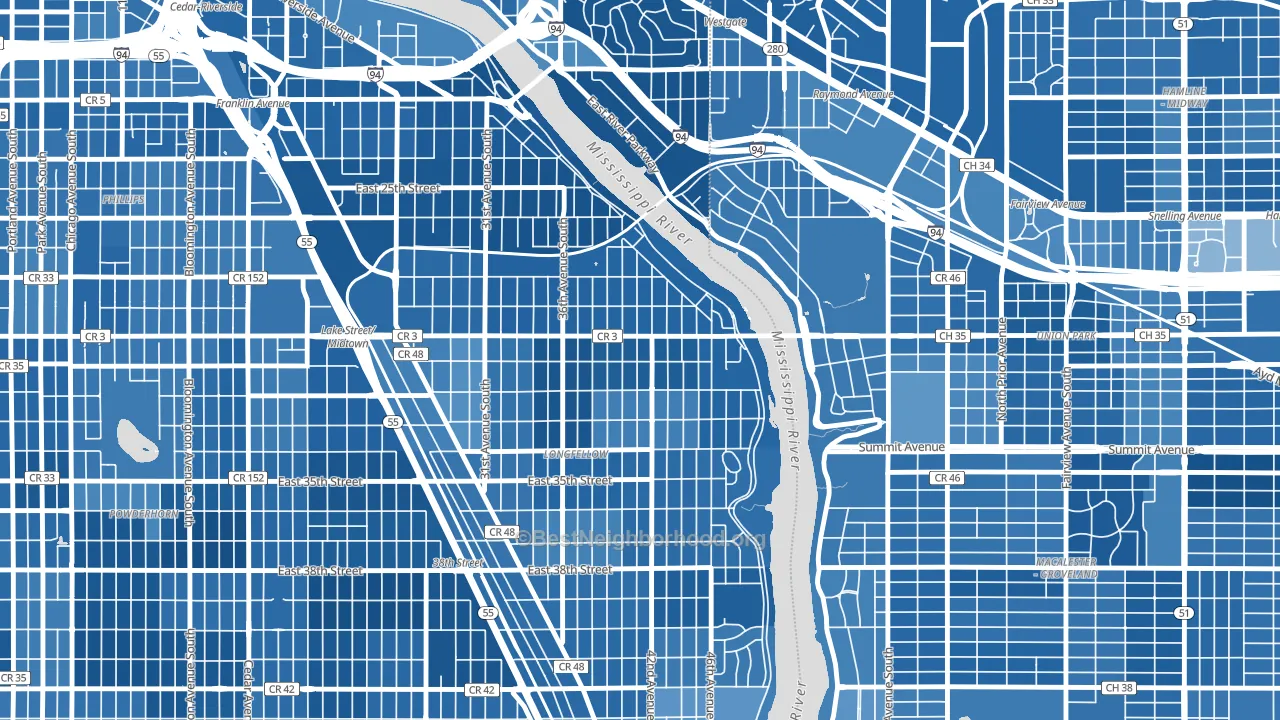 Cooper, Minneapolis, MN block-group political-lean map