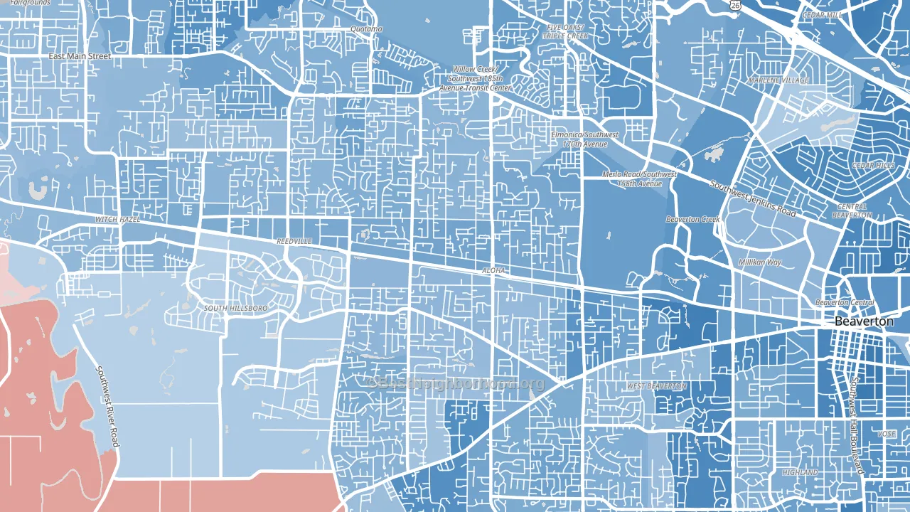 Cooper Mountain-Aloha North, Aloha, OR block-group political-lean map
