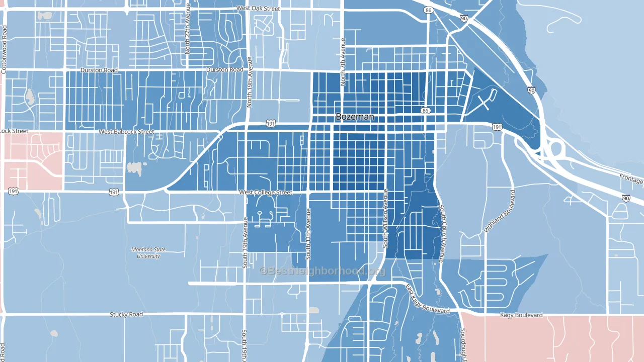 Cooper Park, Bozeman, MT block-group political-lean map