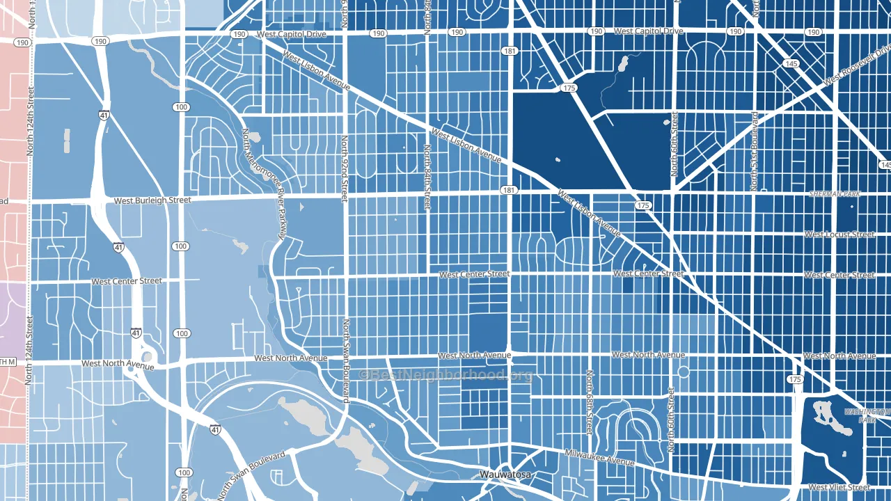 Cooper Park, Milwaukee, WI block-group political-lean map