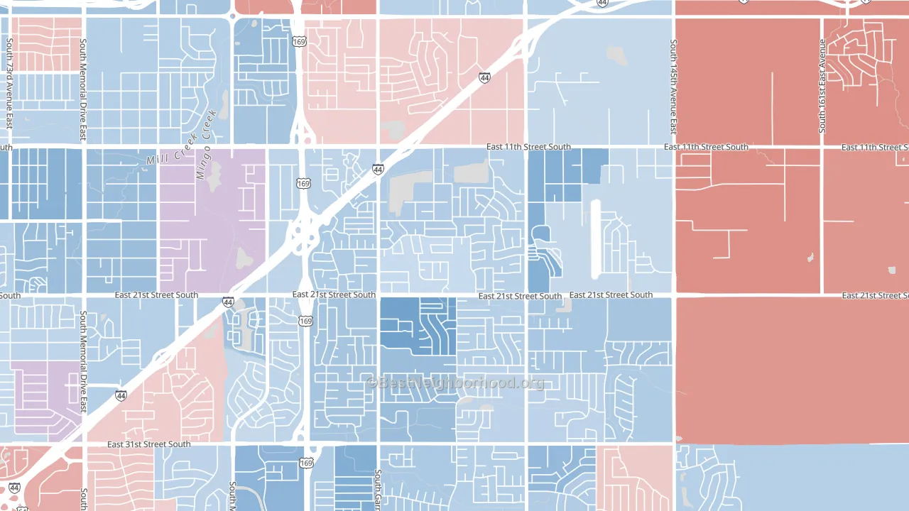 Cooper, Tulsa, OK block-group political-lean map