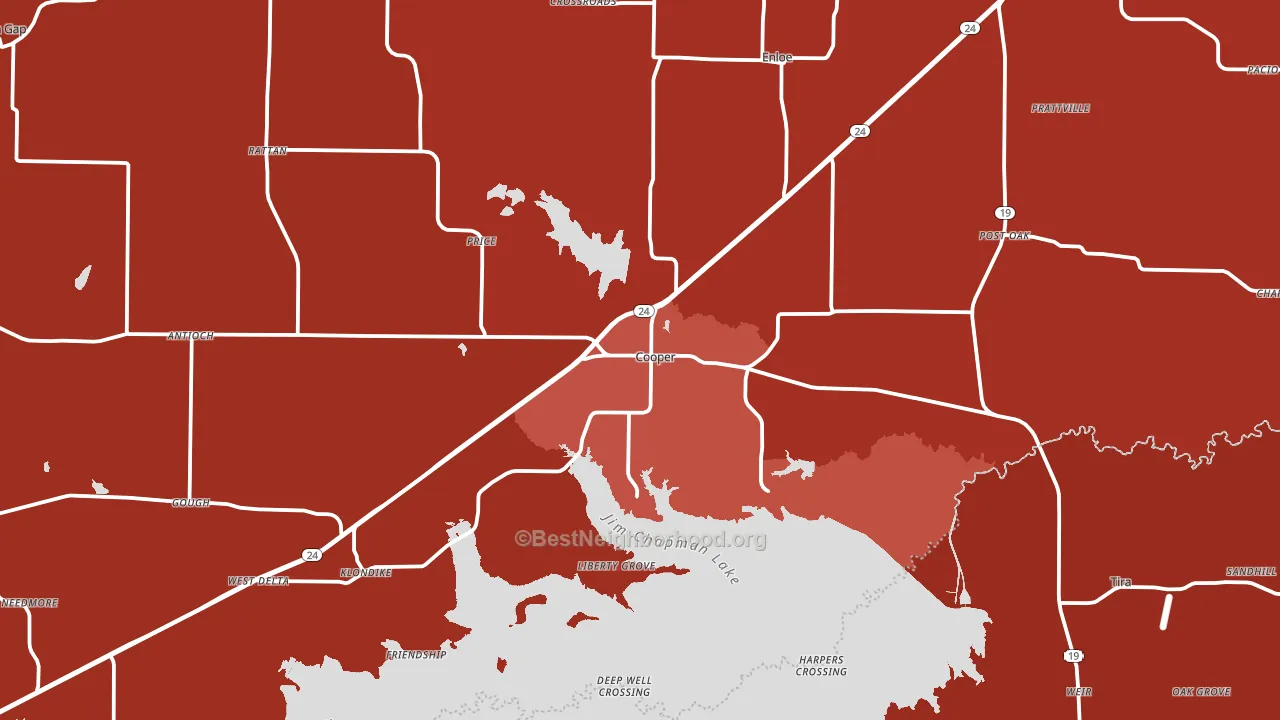 Cooper, TX block-group political-lean map