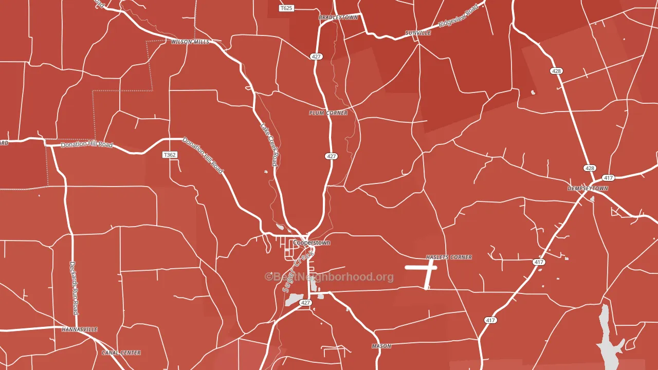 Cooperstown, PA block-group political-lean map