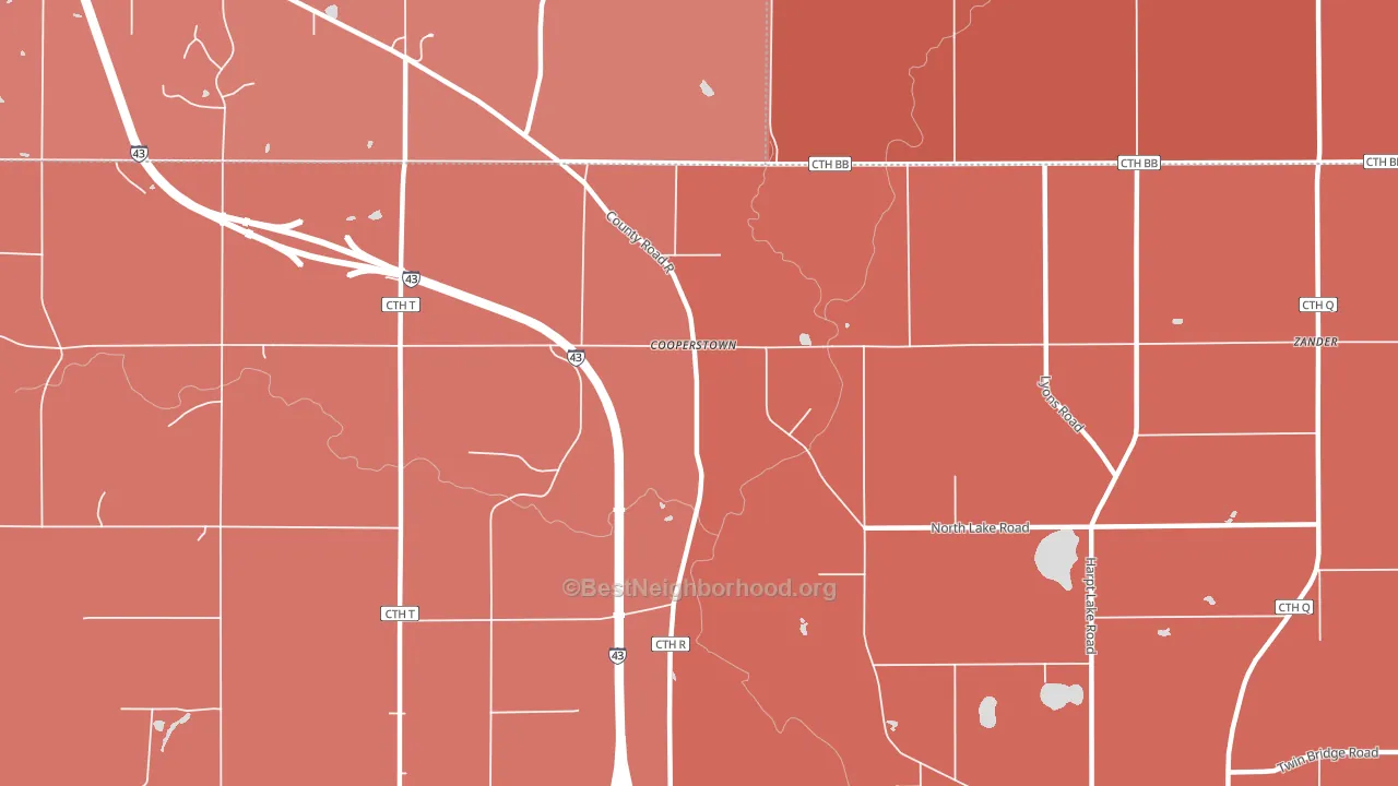 Cooperstown, WI block-group political-lean map