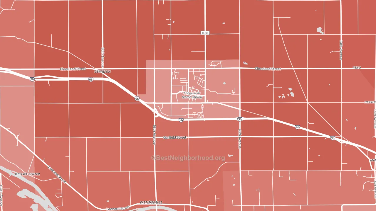Coopersville, MI block-group political-lean map