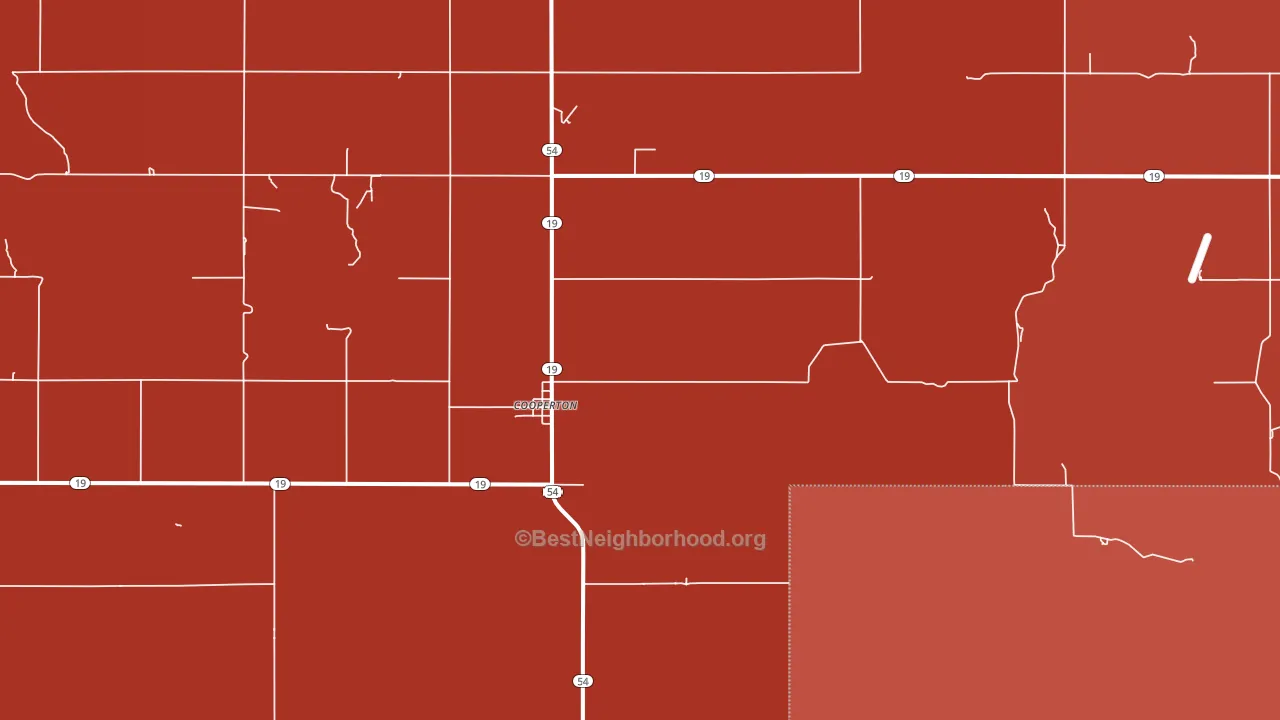 Cooperton, OK block-group political-lean map