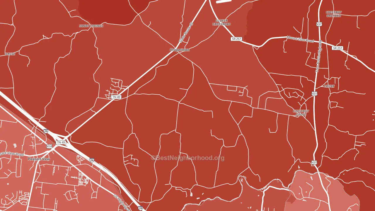 Coopertown, TN block-group political-lean map