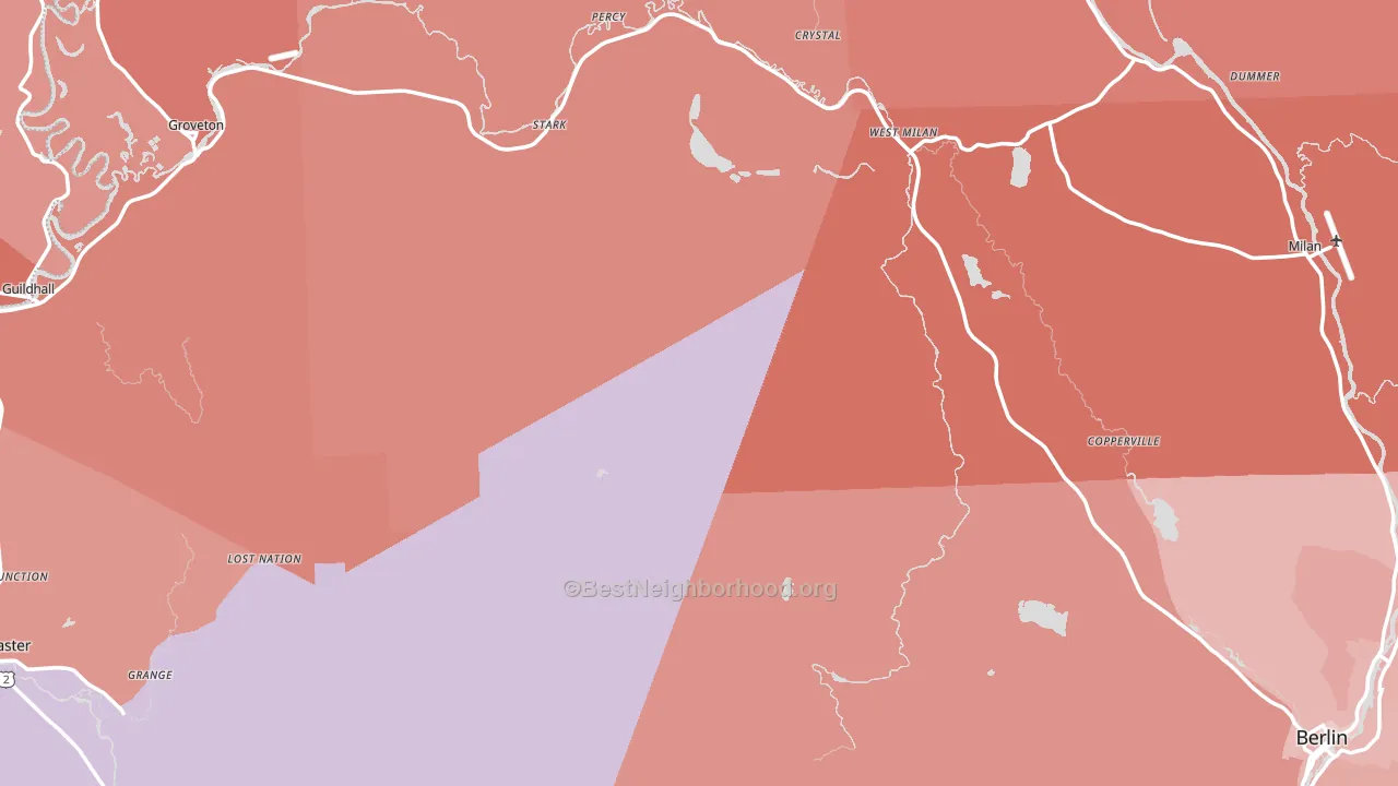 Coos County, NH block-group political-lean map