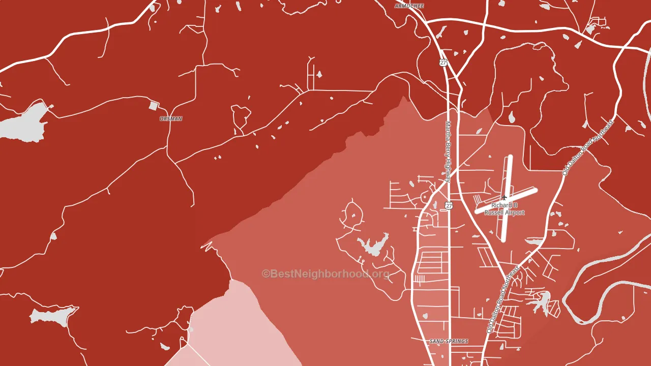 Coosa, GA block-group political-lean map
