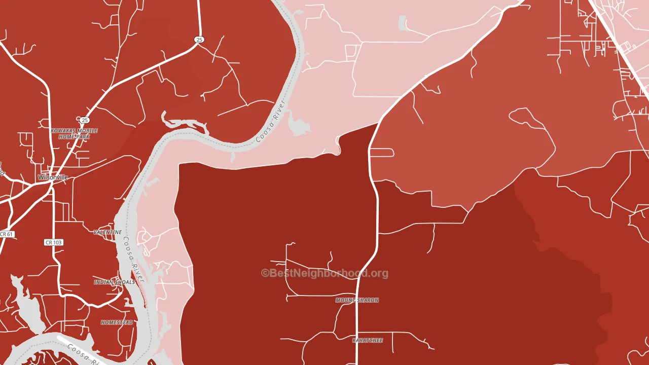 Coosa Pines, AL block-group political-lean map