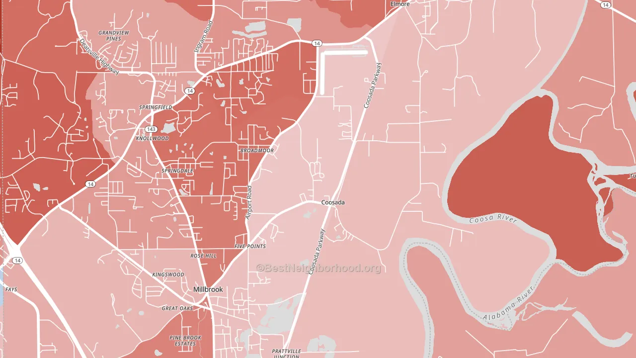 Coosada, AL block-group political-lean map