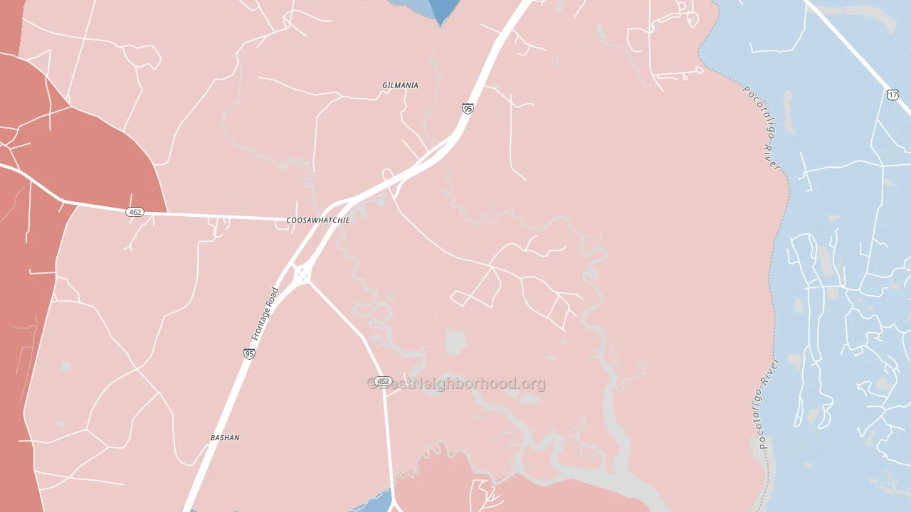 Coosawatchie, SC block-group political-lean map