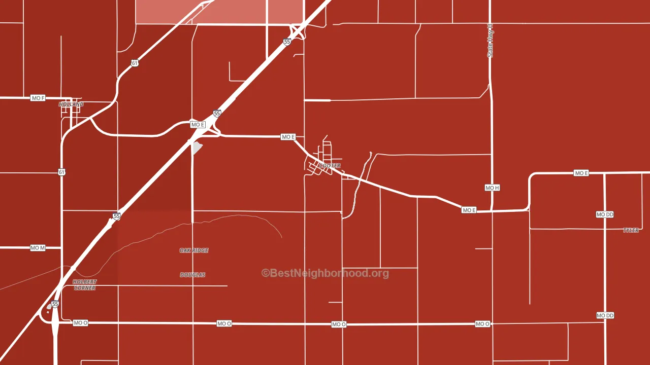 Cooter, MO block-group political-lean map