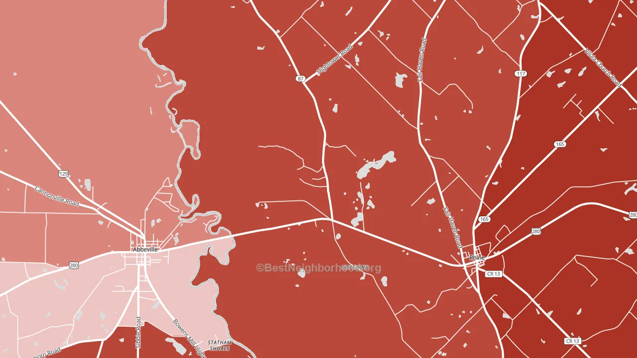 Copeland, GA block-group political-lean map
