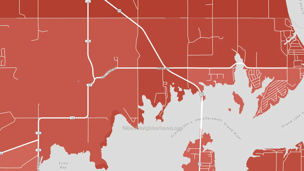 Copeland, OK block-group political-lean map