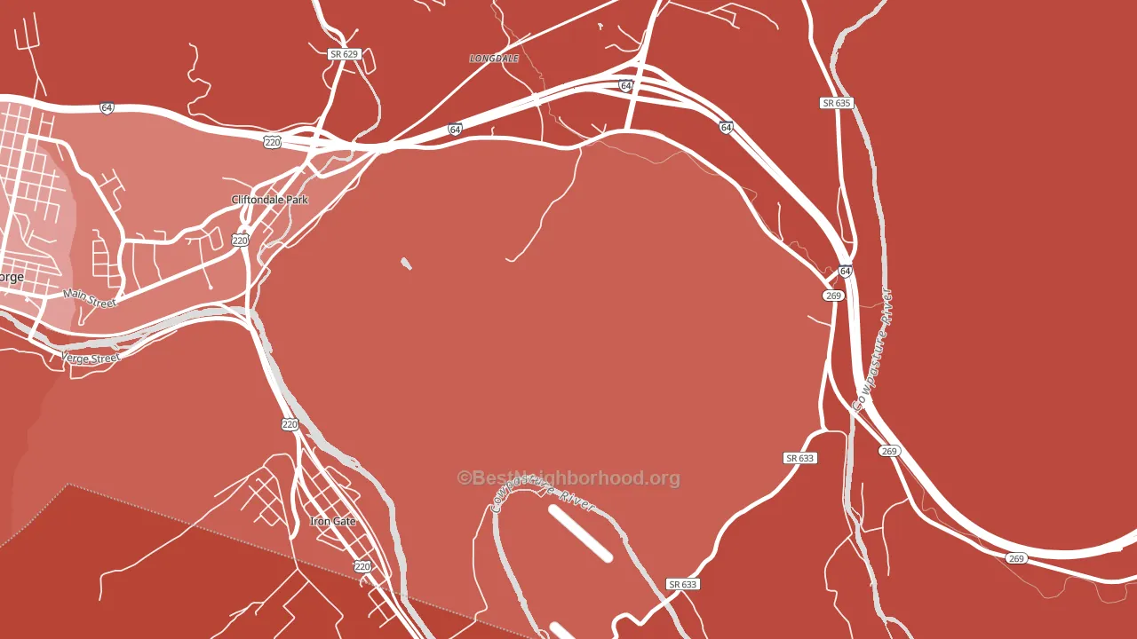 Copeland, VA block-group political-lean map