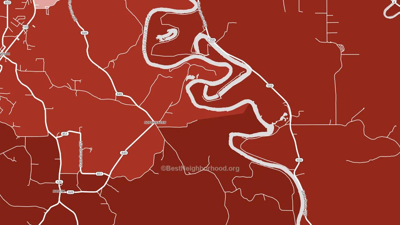 Copenhagen, LA block-group political-lean map