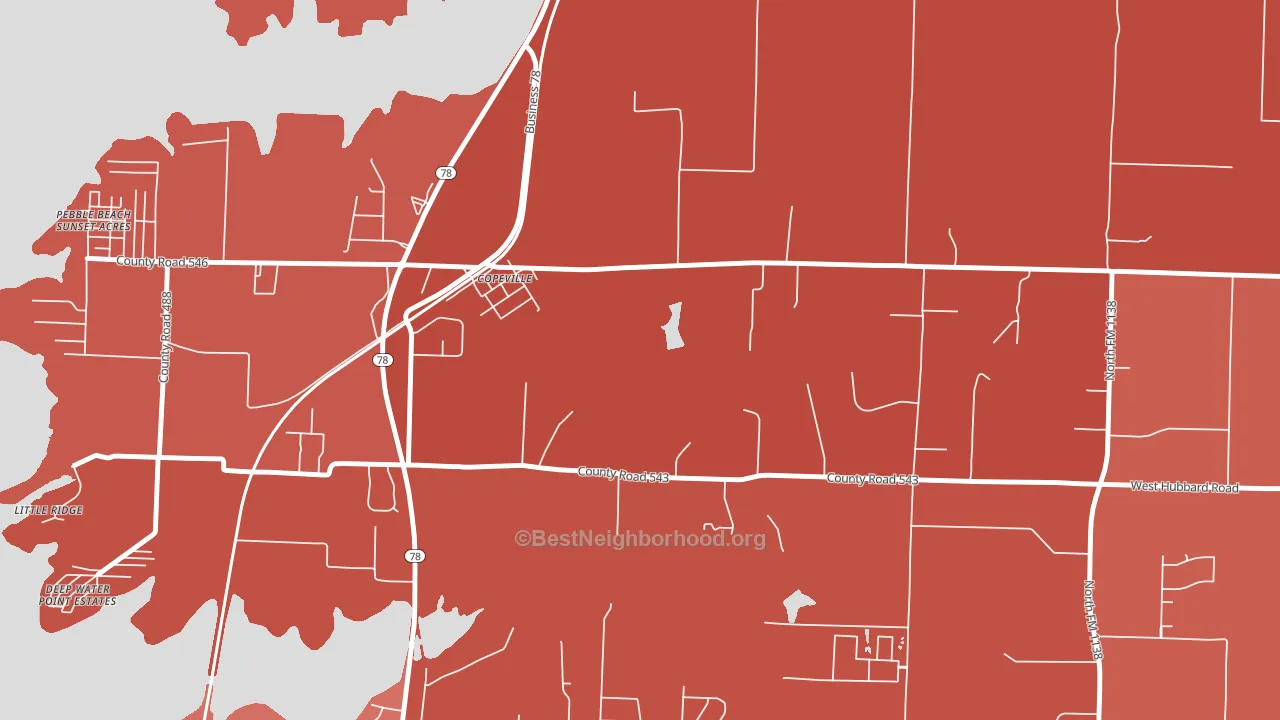 Copeville, TX block-group political-lean map