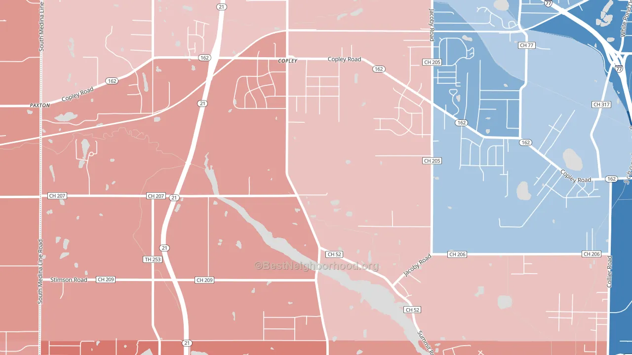 Copley, OH block-group political-lean map