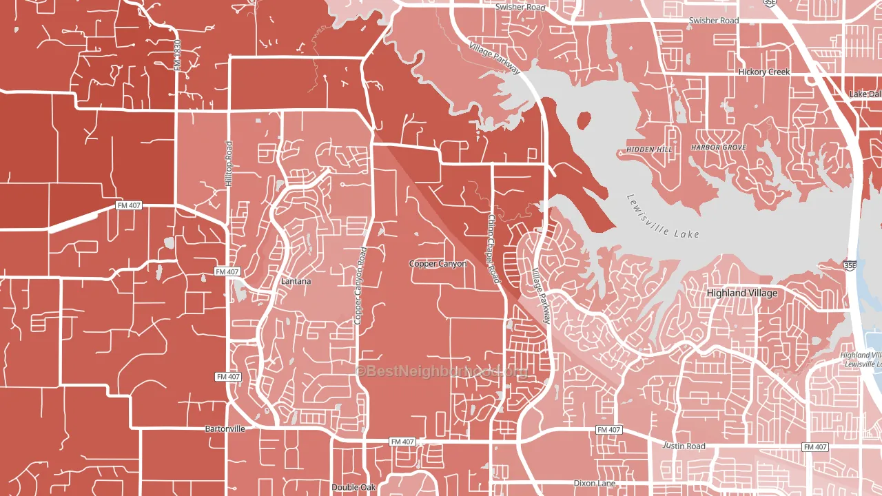 Copper Canyon, TX block-group political-lean map