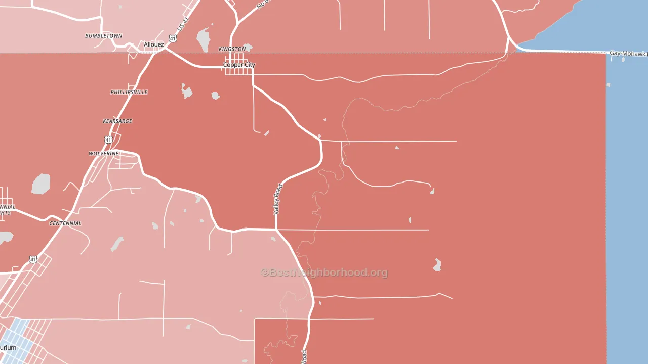 Copper City, MI block-group political-lean map