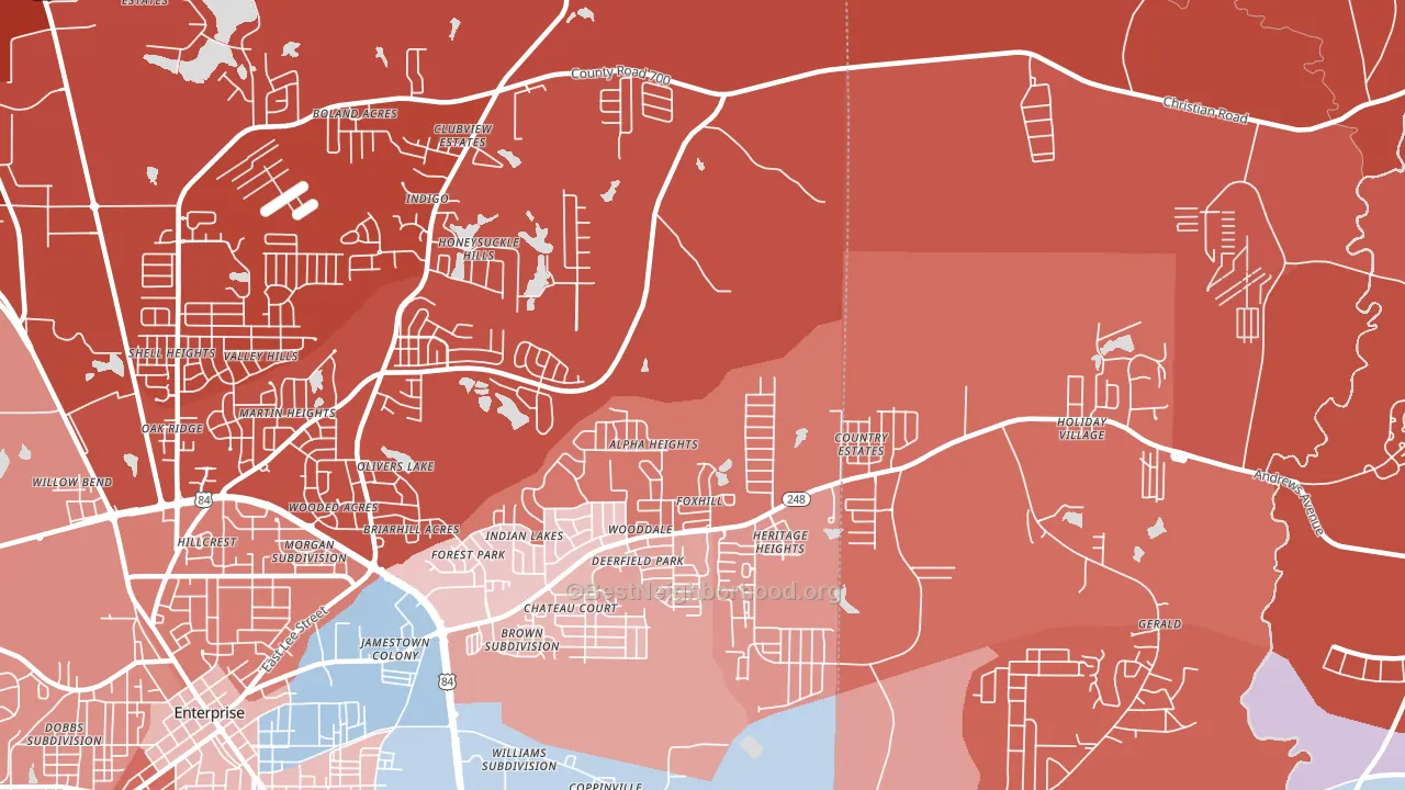 Coppinville, AL block-group political-lean map
