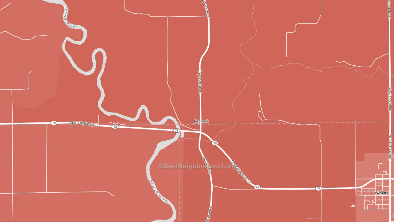 Coppock, IA block-group political-lean map