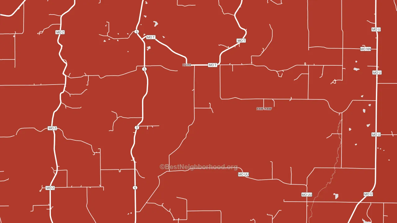 Cora, MO block-group political-lean map