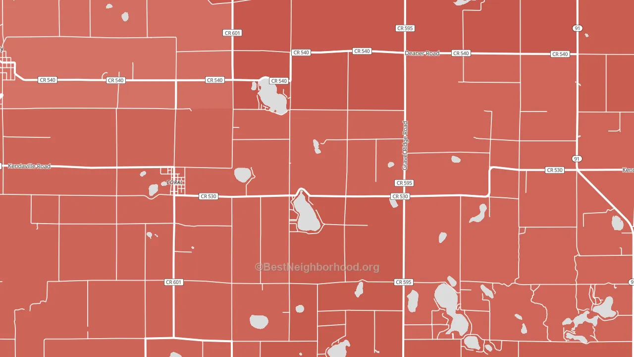 Coral, MI block-group political-lean map