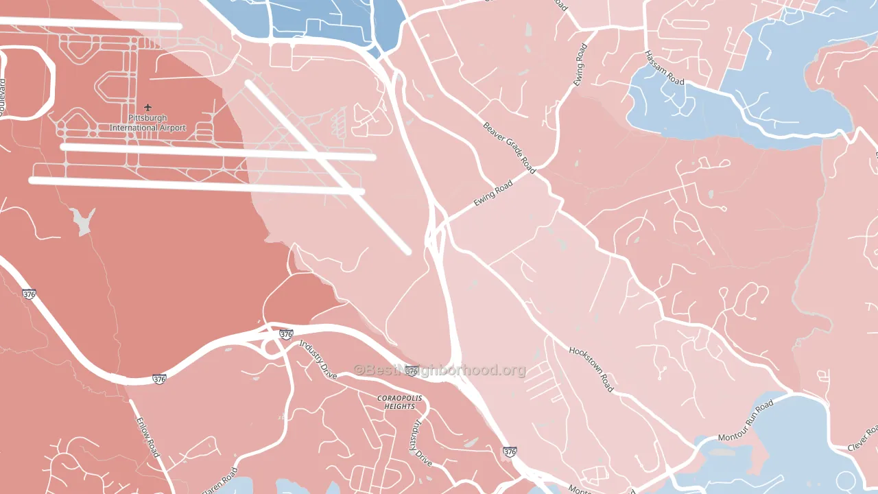 Coraopolis Heights, PA block-group political-lean map