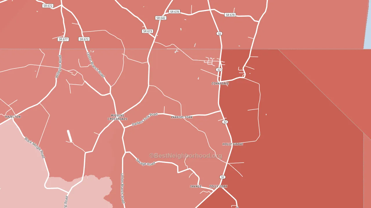 Corapeake, NC block-group political-lean map