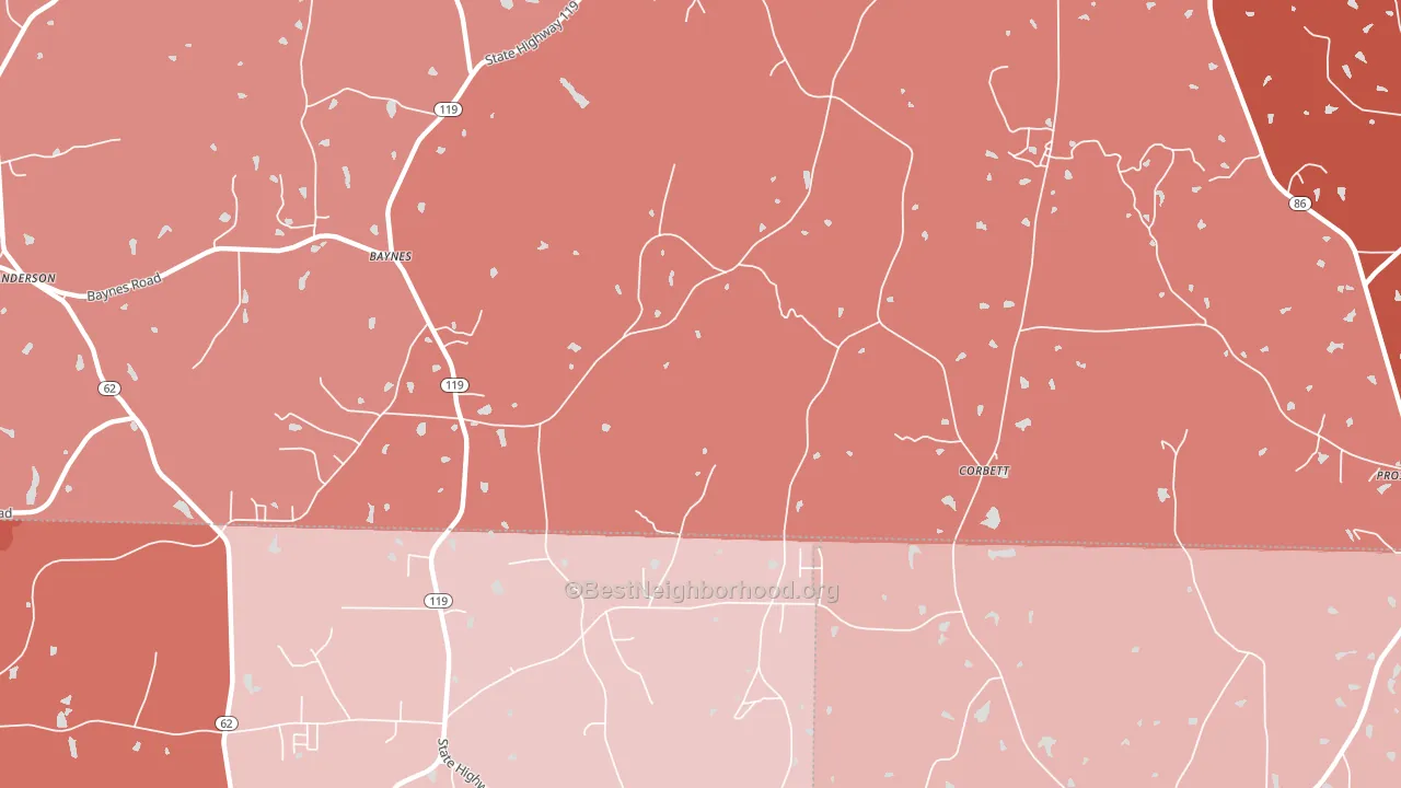 Corbett, NC block-group political-lean map