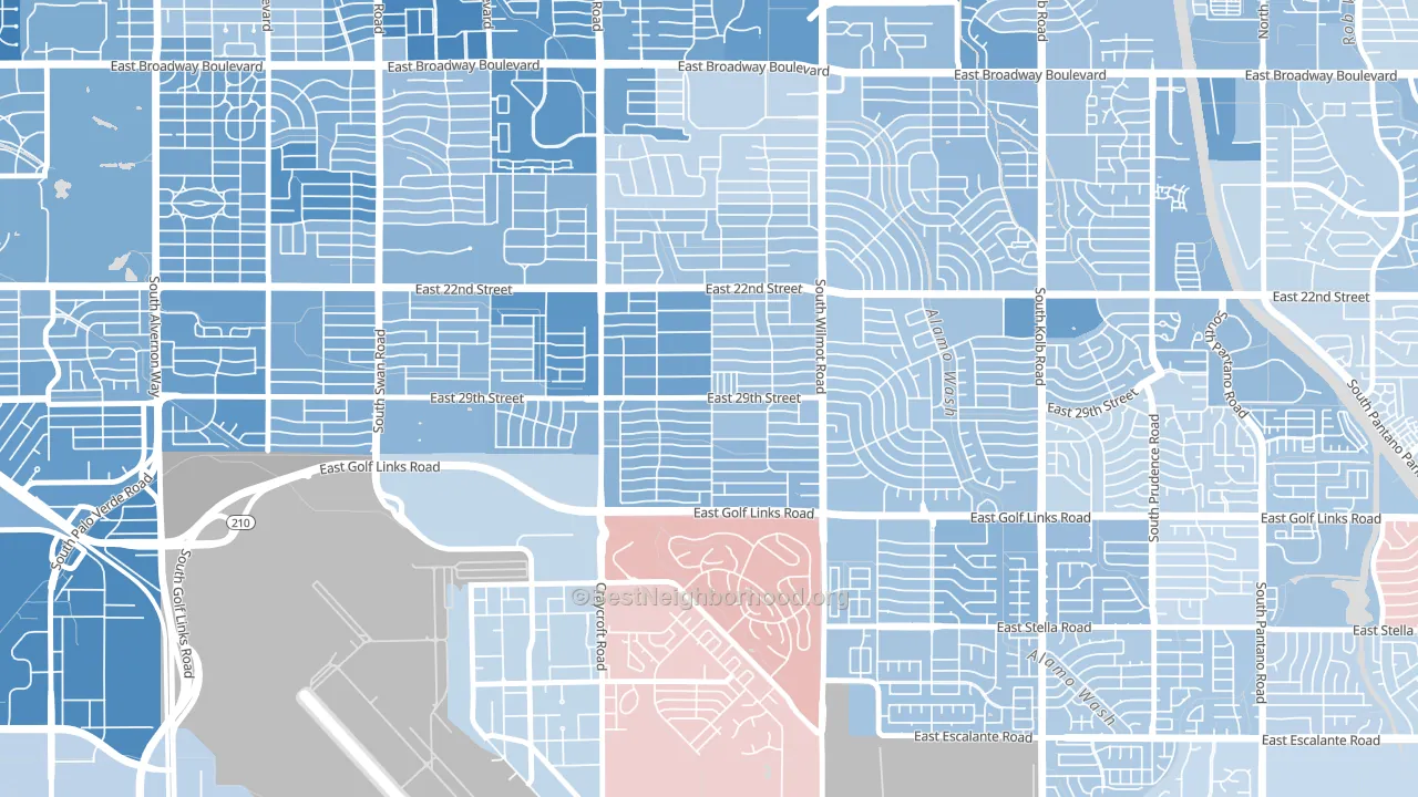 Corbett, Tucson, AZ block-group political-lean map
