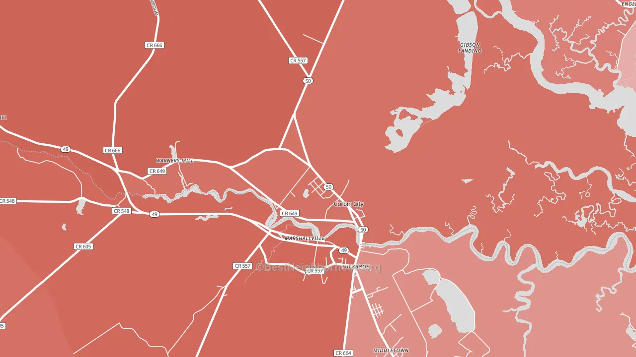 Corbin City, NJ block-group political-lean map