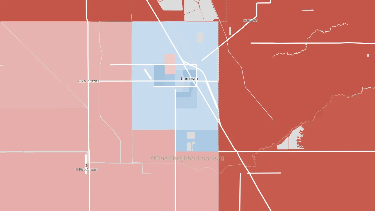Corcoran, CA block-group political-lean map