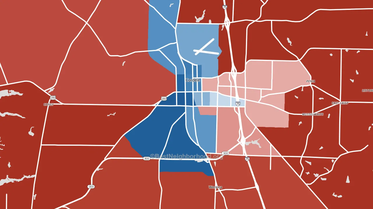 Cordele, GA block-group political-lean map