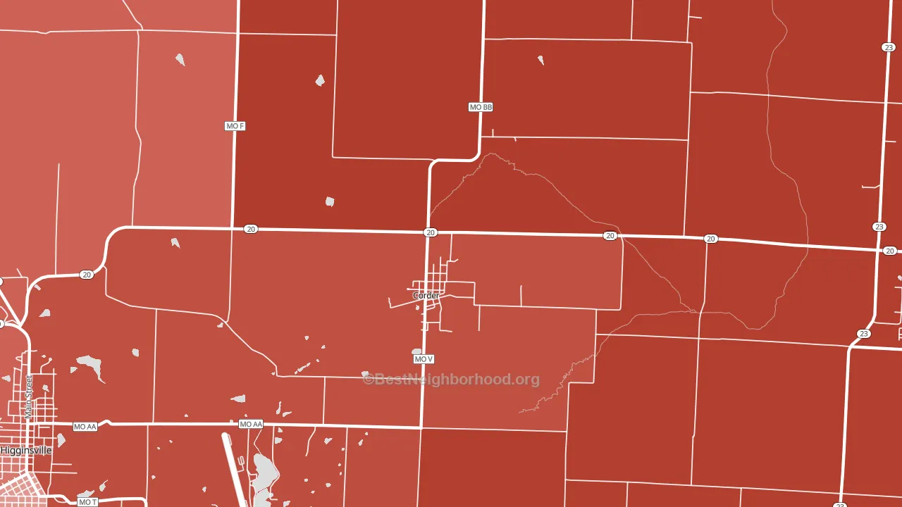 Corder, MO block-group political-lean map