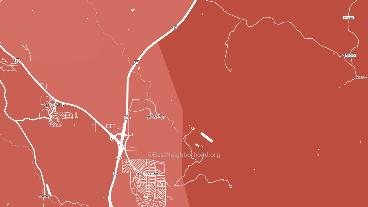 Cordes Junction, AZ block-group political-lean map