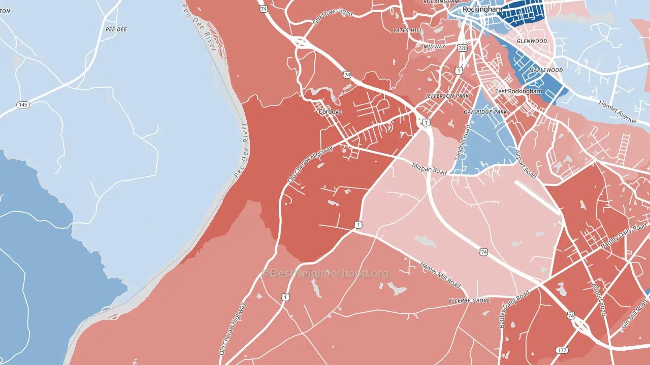 Cordova, NC block-group political-lean map
