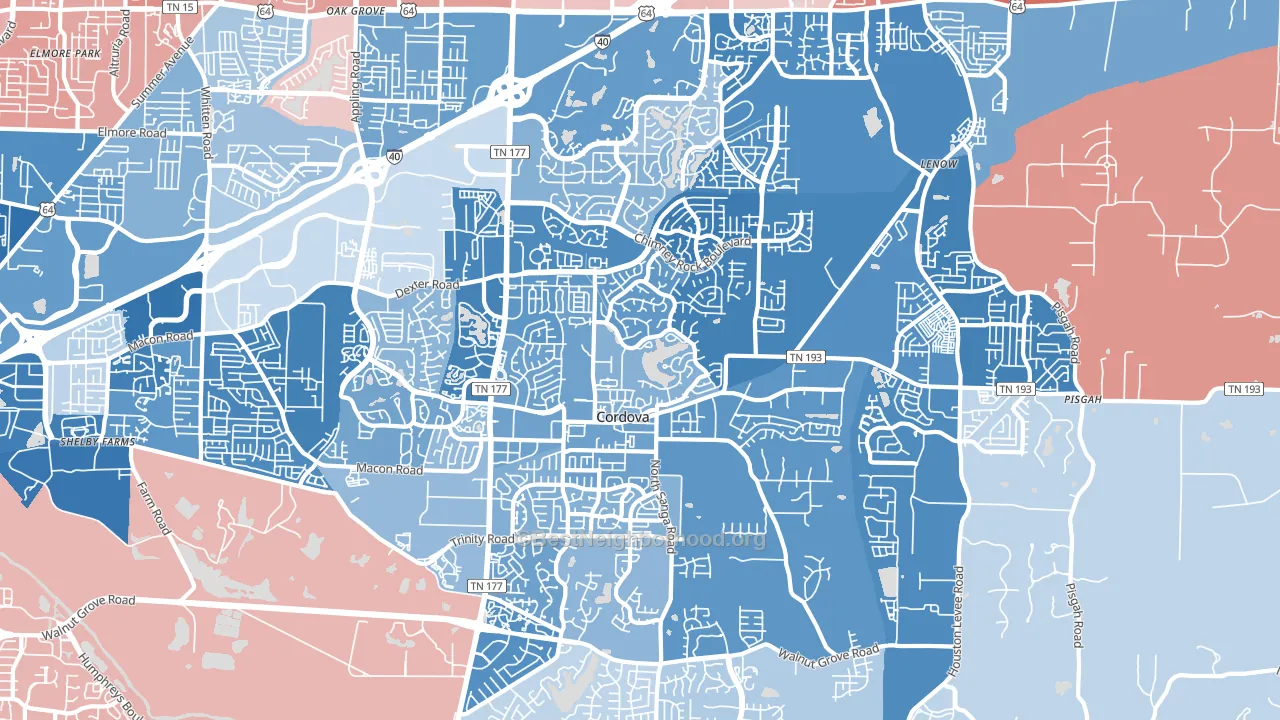 Cordova, TN block-group political-lean map
