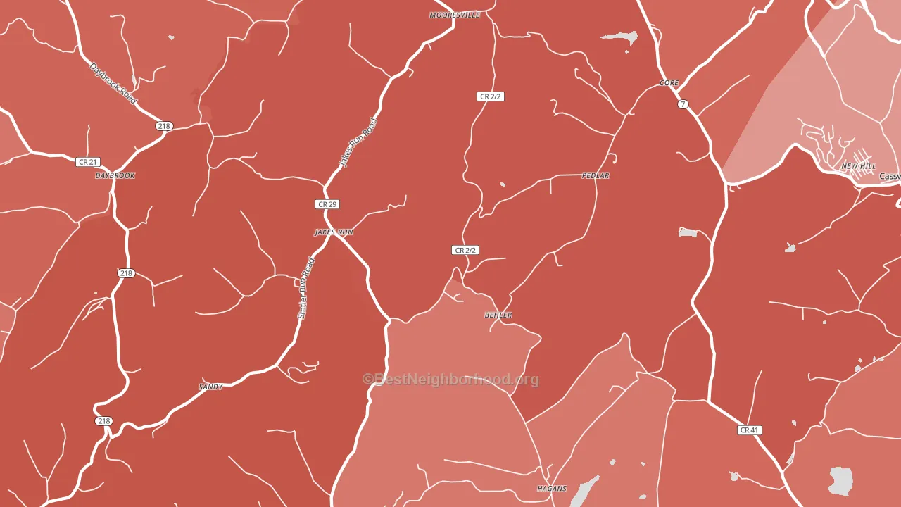 Core, WV block-group political-lean map